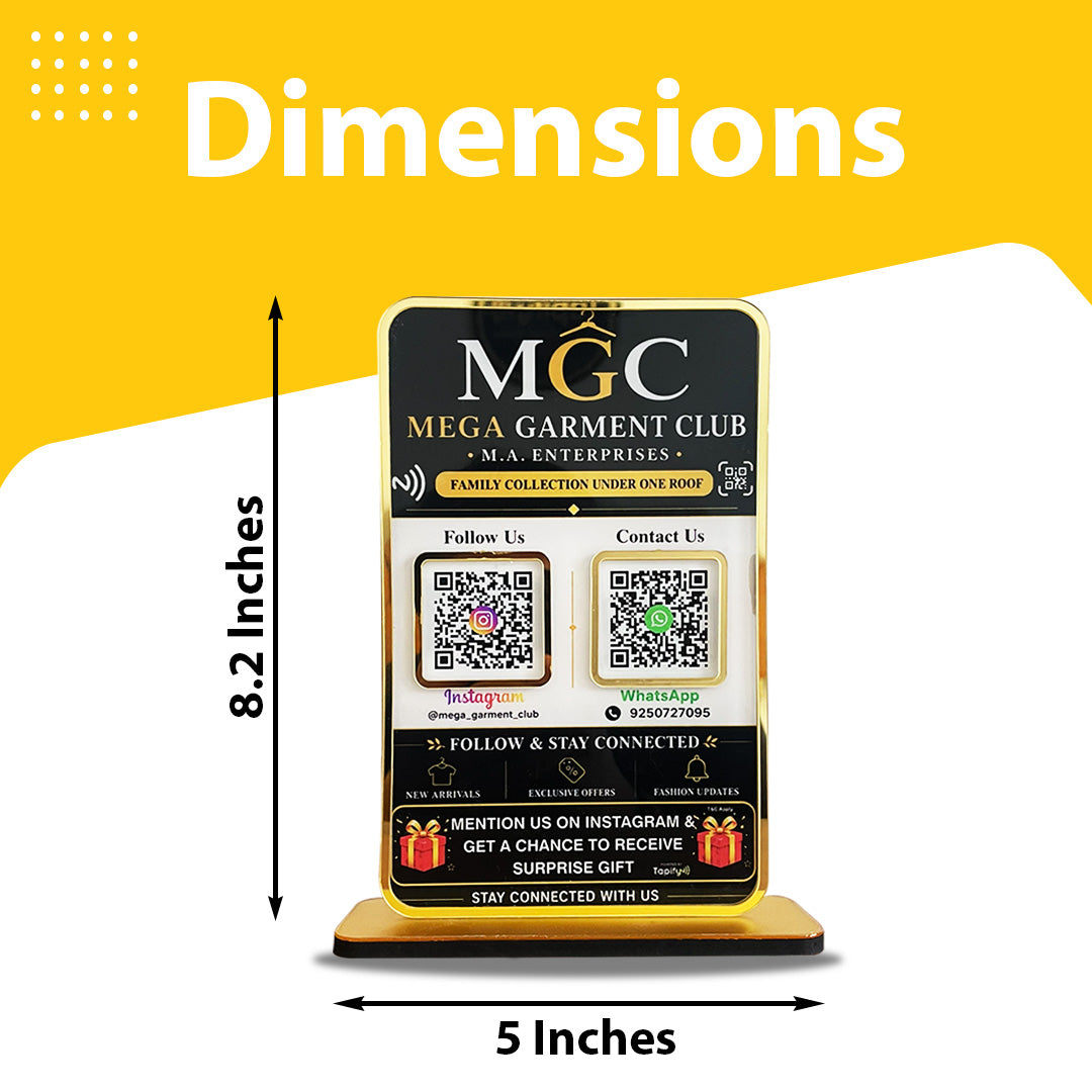 Premium Smart NFC 2-in-1 Table Top Standee - Black Colour