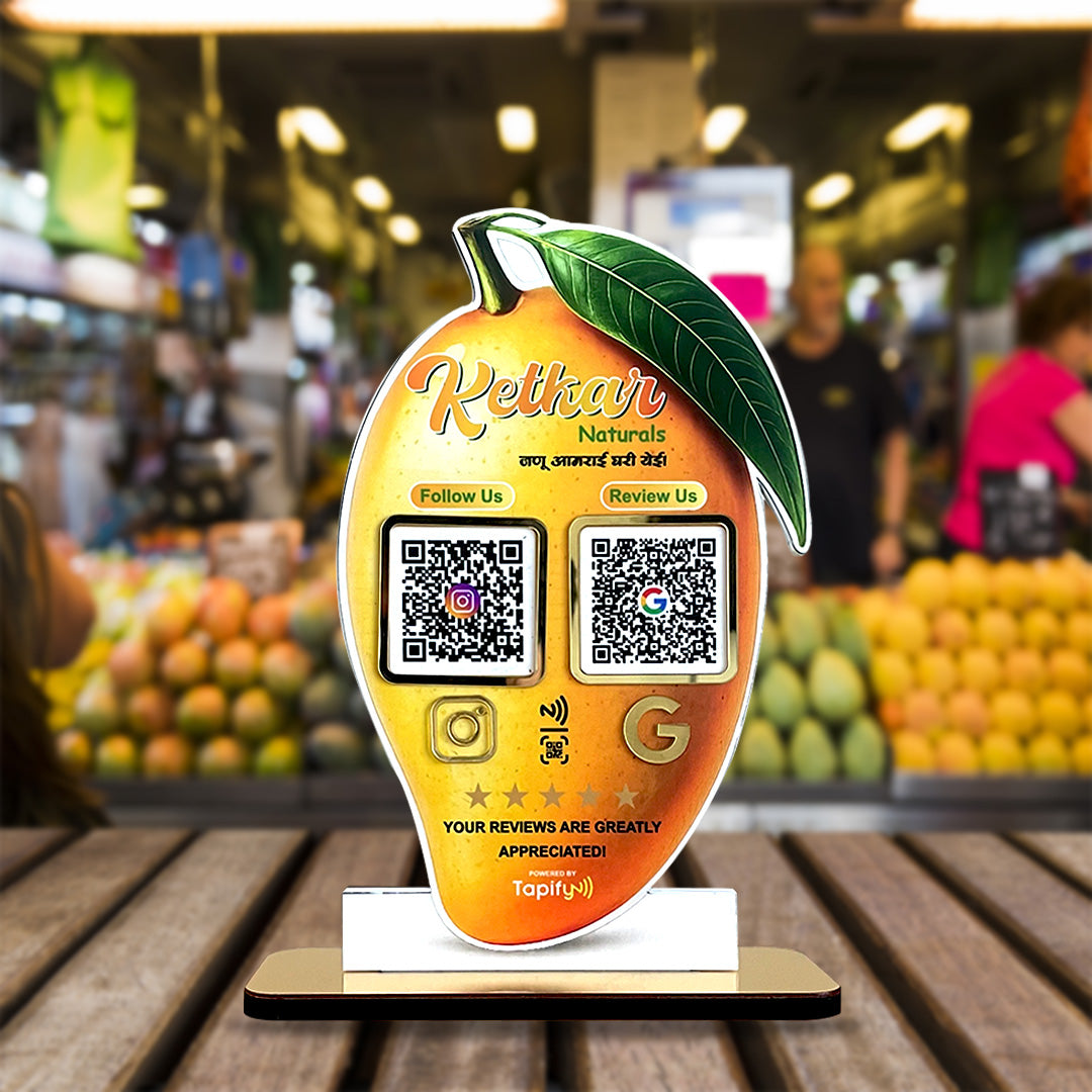 Mango Shaped Smart NFC 2 QR Standee