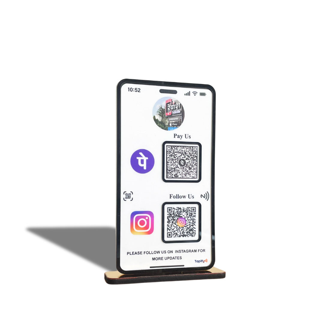 Mobile Shaped Smart NFC 2-in-1 Tabletop Standee White Colour