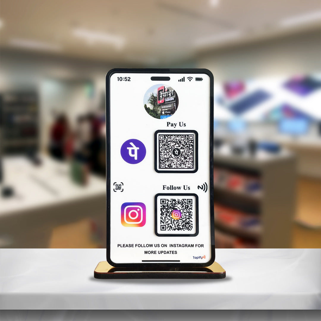 Mobile Shaped Smart NFC 2-in-1 Tabletop Standee White Colour