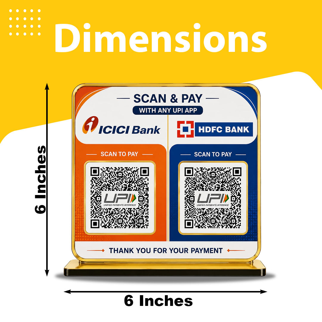 Non-NFC Premium 2-in-1 Smart QR Standee - Dual Bank UPI