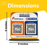 Non-NFC Premium 2-in-1 Smart QR Standee - Dual Bank UPI