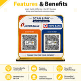 Non-NFC Premium 2-in-1 Smart QR Standee - Dual Bank UPI