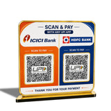 Non-NFC Premium 2-in-1 Smart QR Standee - Dual Bank UPI