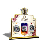 Premium Perfume Bottle Shaped NFC 3 QR Tabletop Standee