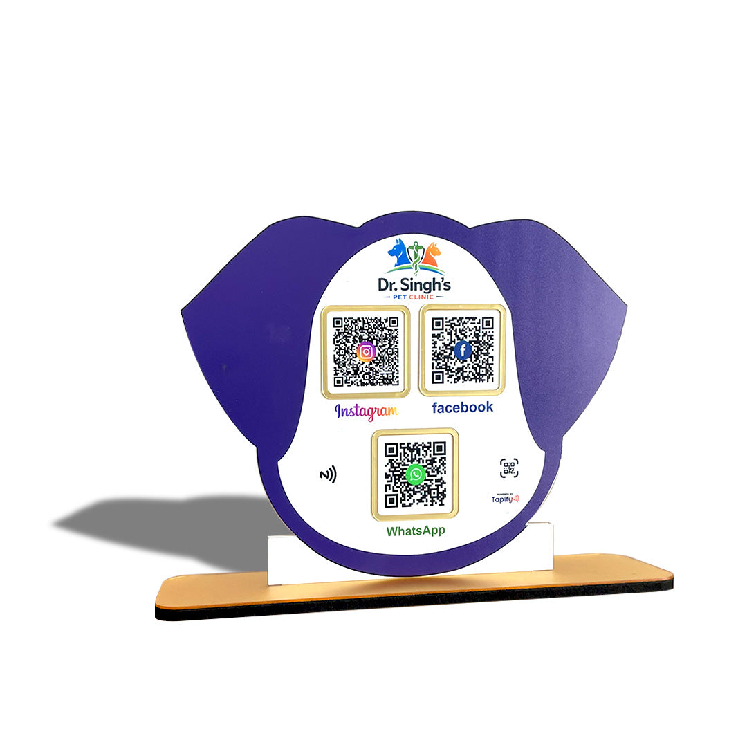 Pet Face Shaped Smart NFC 3-in-1 Tabletop Standee - Blue