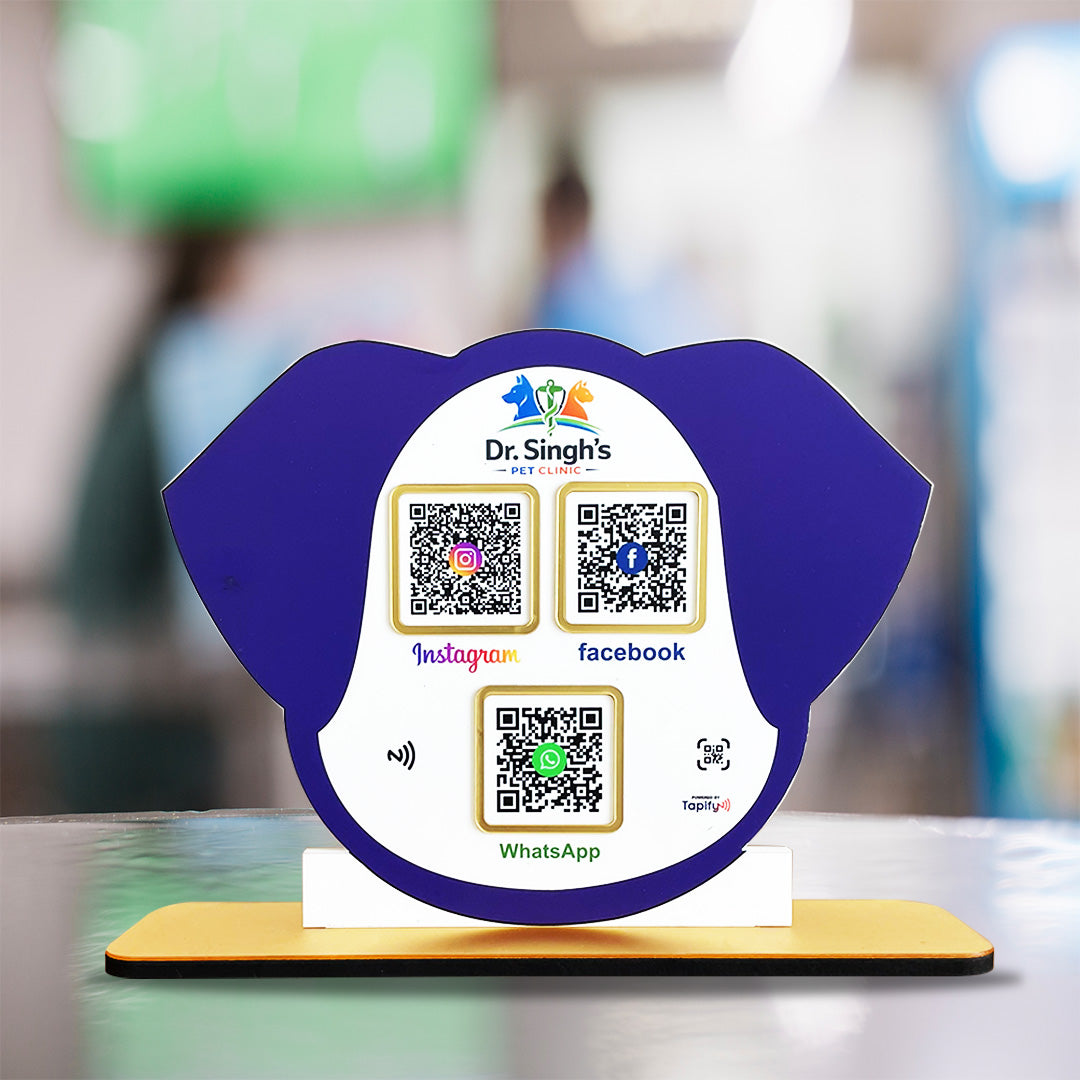 Pet Face Shaped Smart NFC 3-in-1 Tabletop Standee - Blue