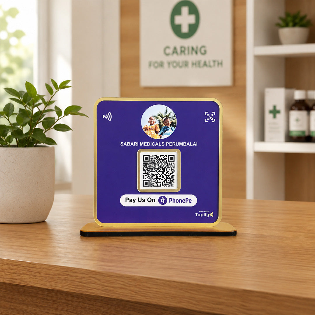 Premium Square Shaped -  1 QR Table Top Standee - without NFC