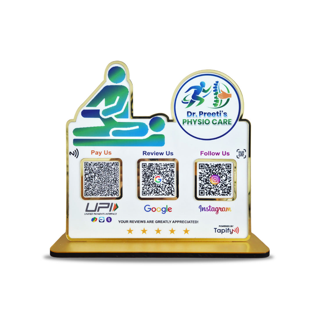 Physiotherapist Shaped Smart NFC 3-in-1 Table Top Standee