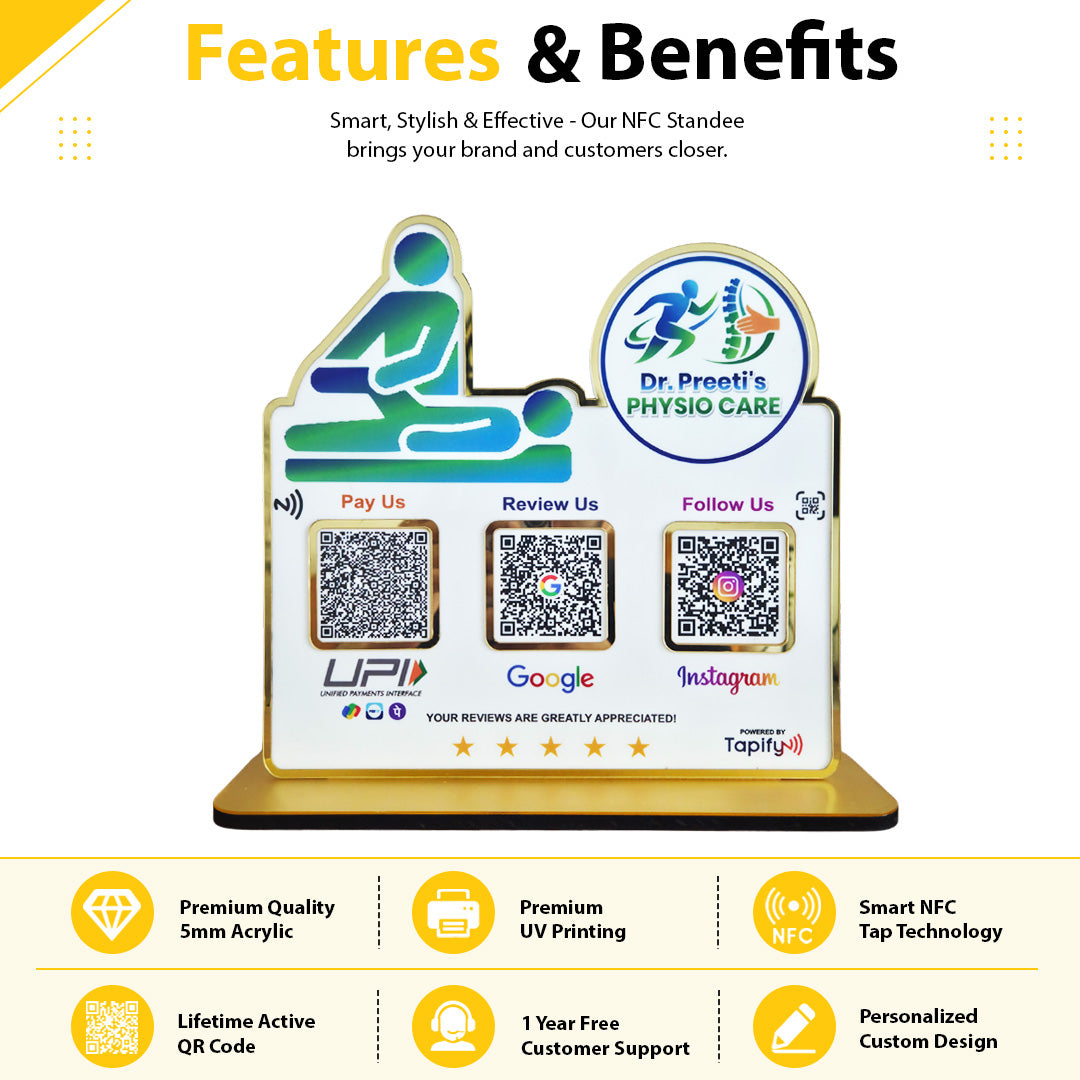 Physiotherapist Shaped Smart NFC 3-in-1 Table Top Standee