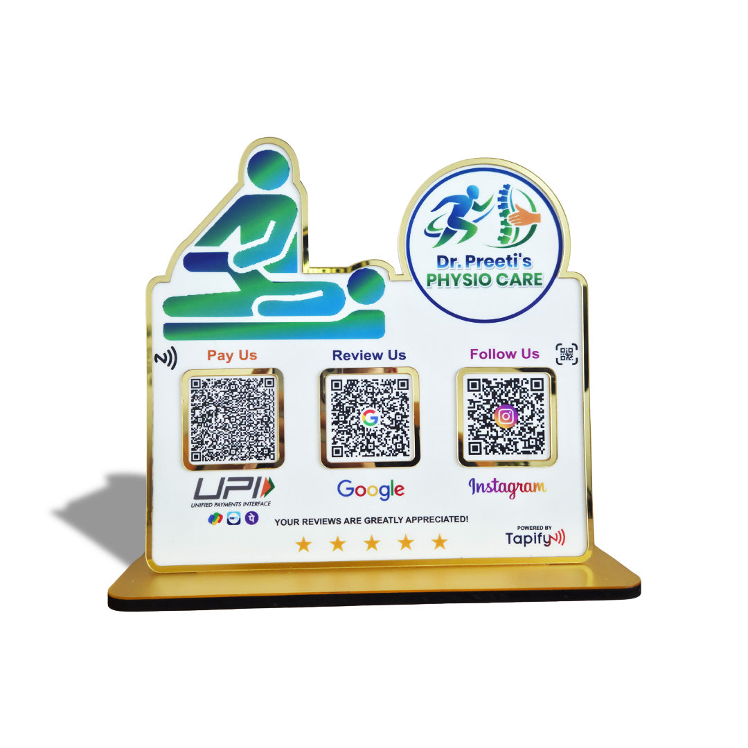 Physiotherapist Shaped Smart NFC 3-in-1 Table Top Standee