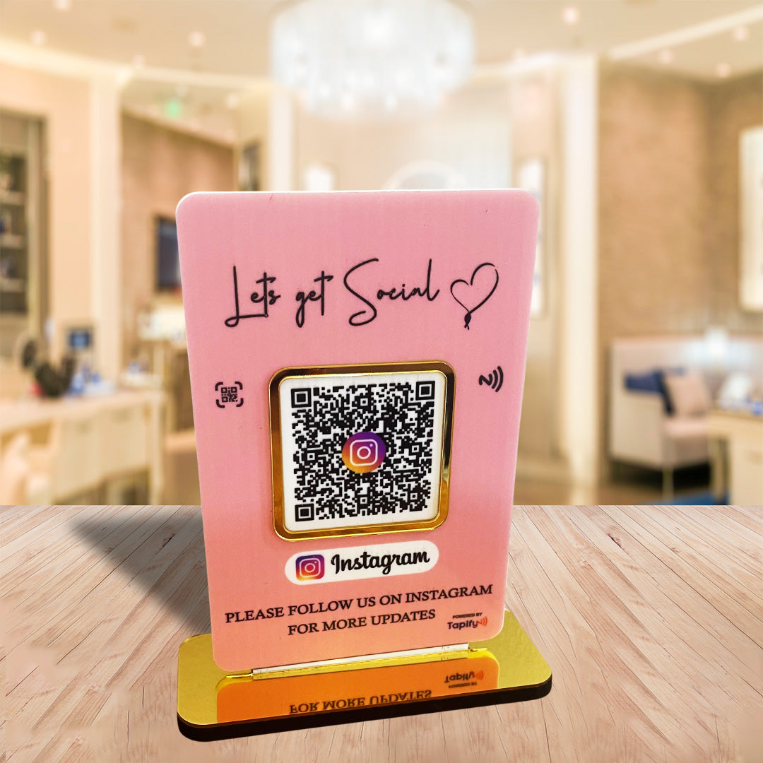 Smart NFC 1 QR Table Top Standee – Stylish Pink