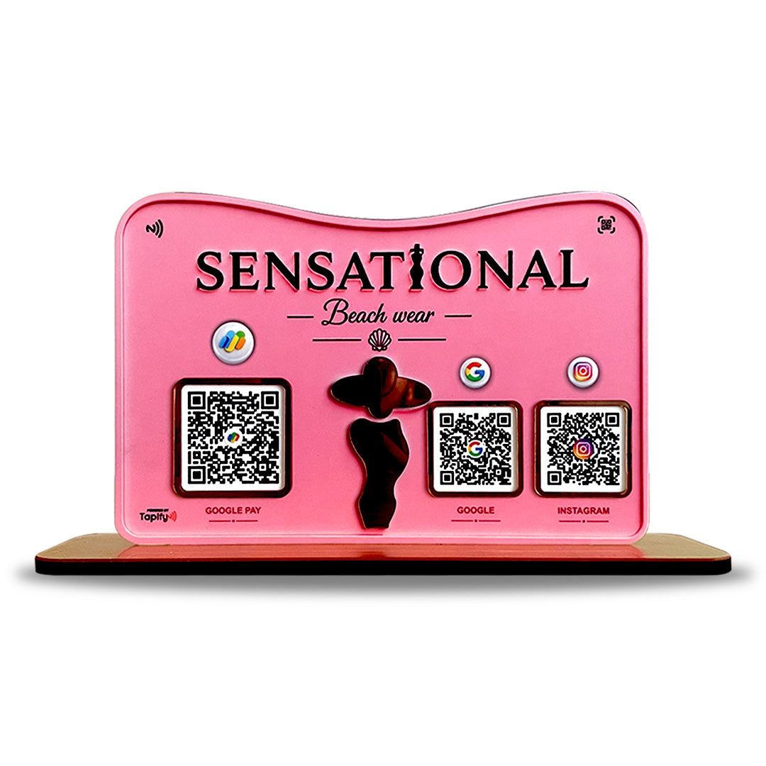 Premium Fashion Silhouette Smart NFC 3-in-1 Table Top Standee | Beachwear Theme
