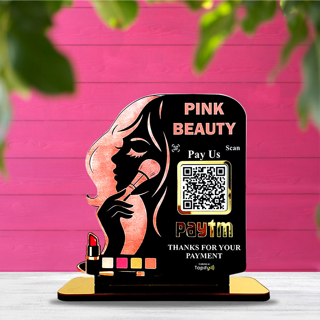 Makeup Girl Face Cutout Shaped - Smart NFC 1 QR Standee