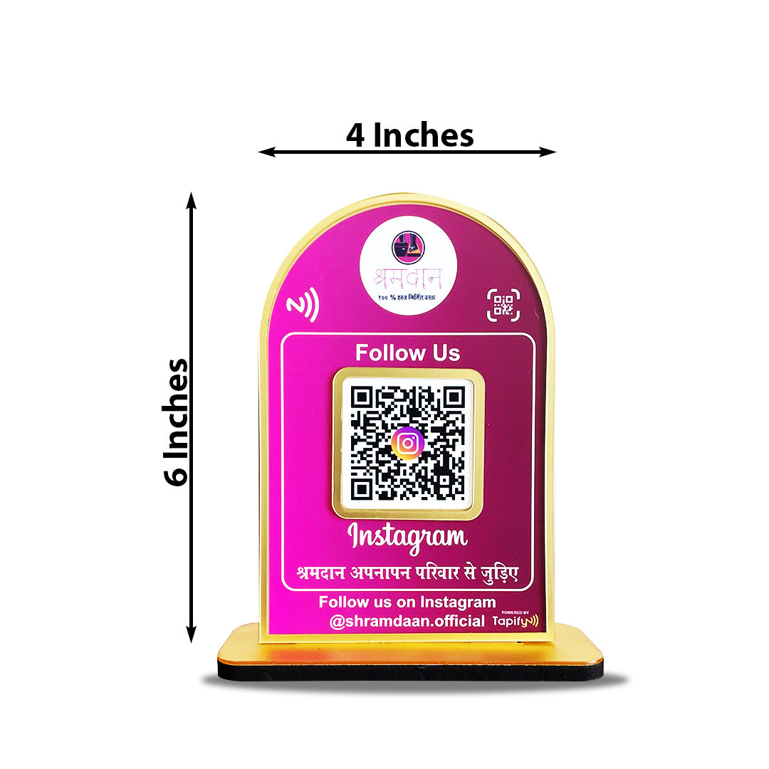 Round Top Rectangle Shaped Smart NFC 1 QR Tabletop Standee