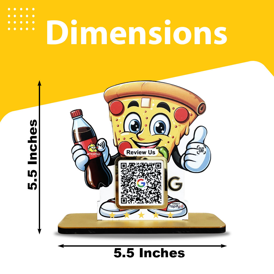 Pizza Shaped Smart NFC 1 QR Table Top Standee
