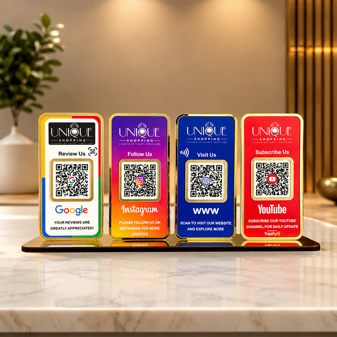 New Premium |Social Media Theme Edition | 4 in 1 Smart NFC Standee  For - Google, Instagram, Website & Youtube