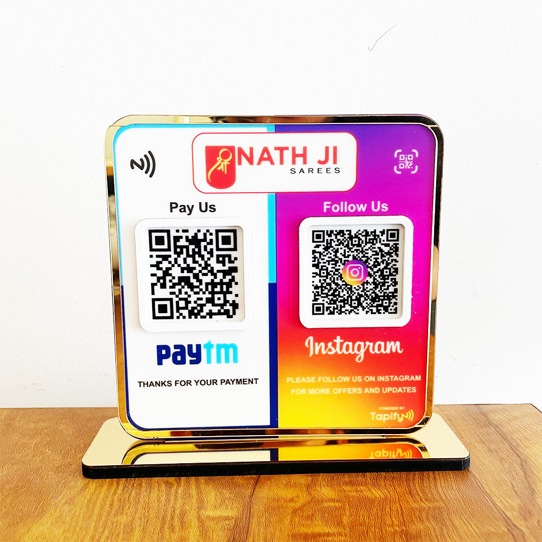Smart NFC 2-in-1 Premium Standee – Instagram & Paytm theme