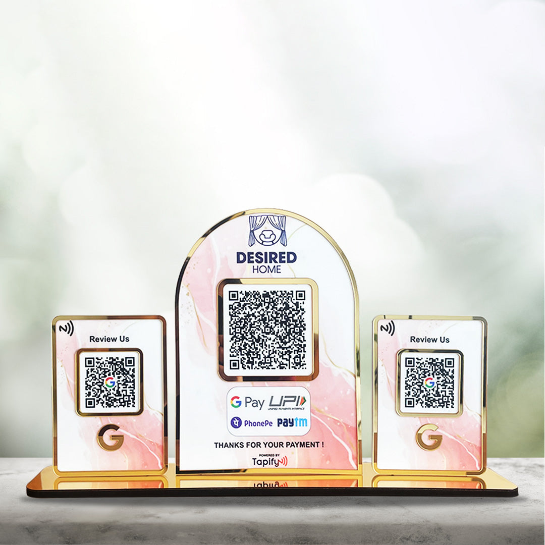 Premium Theme Arch Shaped Smart NFC 3-in-1 Table Top Standee - Big Size