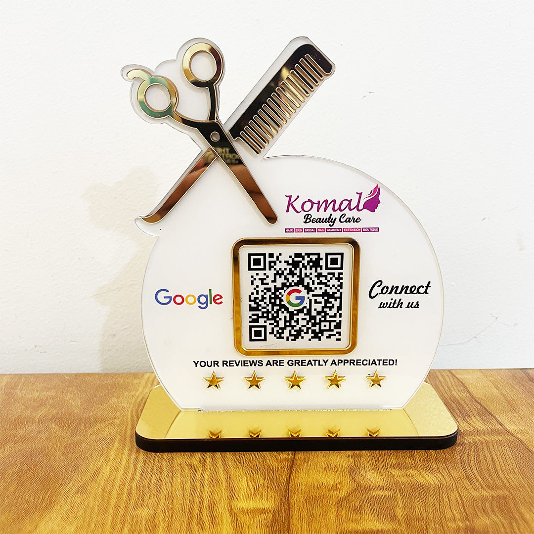 Smart NFC Single QR Tabletop Standee For Salons & Beauty Parlours
