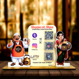 Marathi Couple Cutout Smart NFC 3QR Standee - For Restaurant