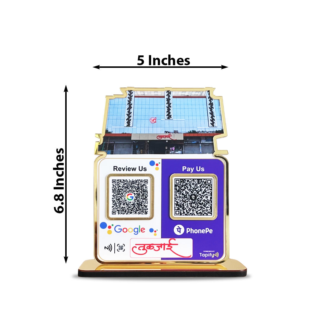 Custom Cutout Smart NFC 2QR Tabletop Standee - Social Media Theme Edition