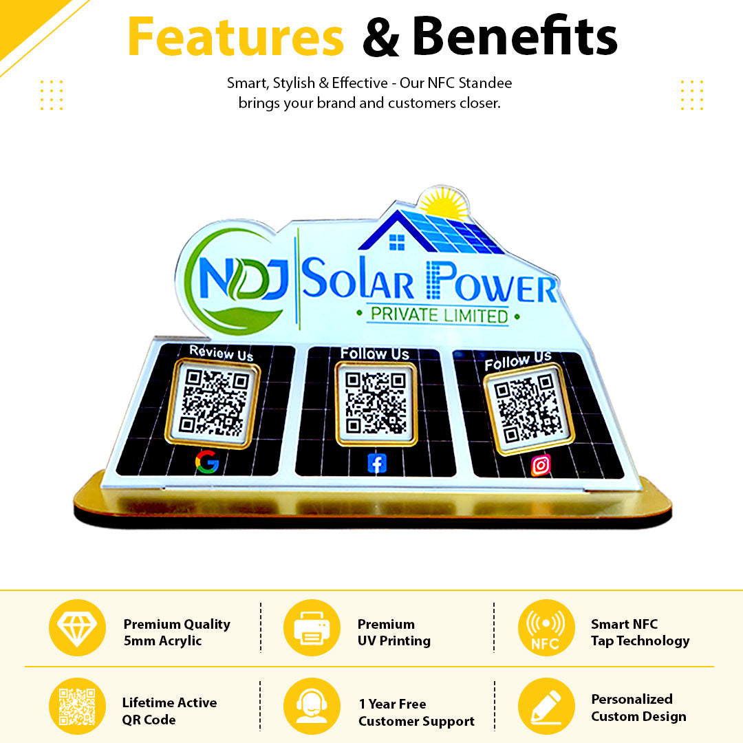 Solar Panel Shaped Smart NFC 3-in-1 Tabletop Standee