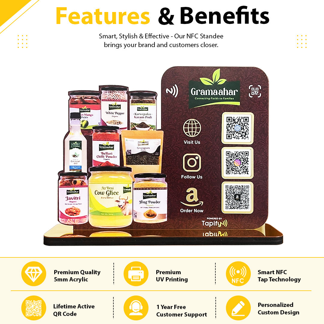 Spices Cutout Shaped 3QR Table Top Smart NFC Standee For - Spice Shop