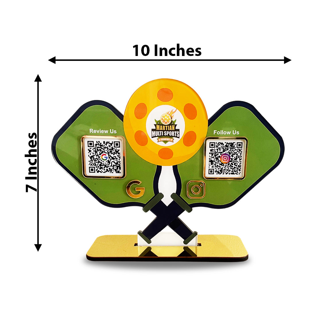 Pickleball Shaped Smart NFC 2-in-1 Table top Standee For Toys Shop and Sports Industry ( Green Colour )