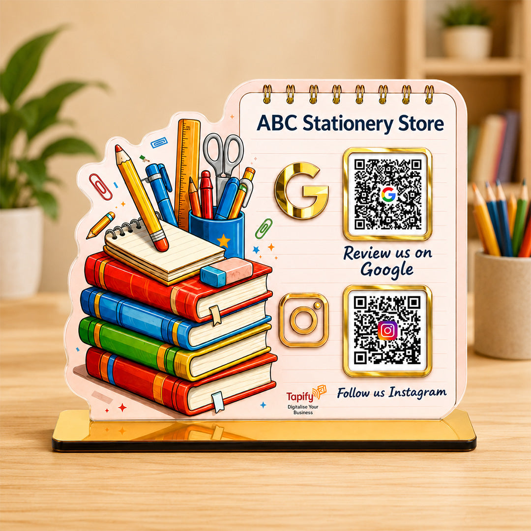 Stationery cutout Shaped  - Smart NFC 2 QR Tabletop Standee
