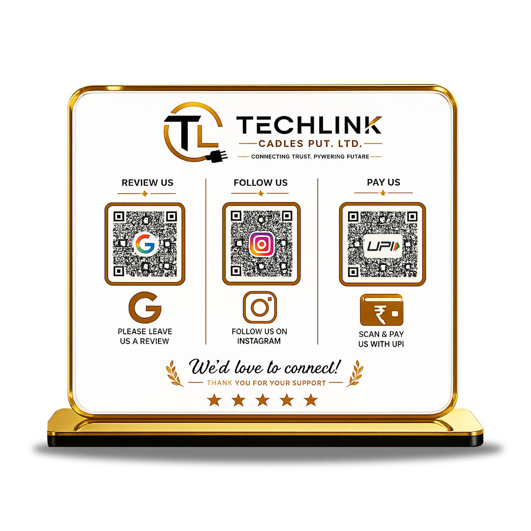 Premium Smart NFC 3-in-1 Table Top Standee | Transparent Edition