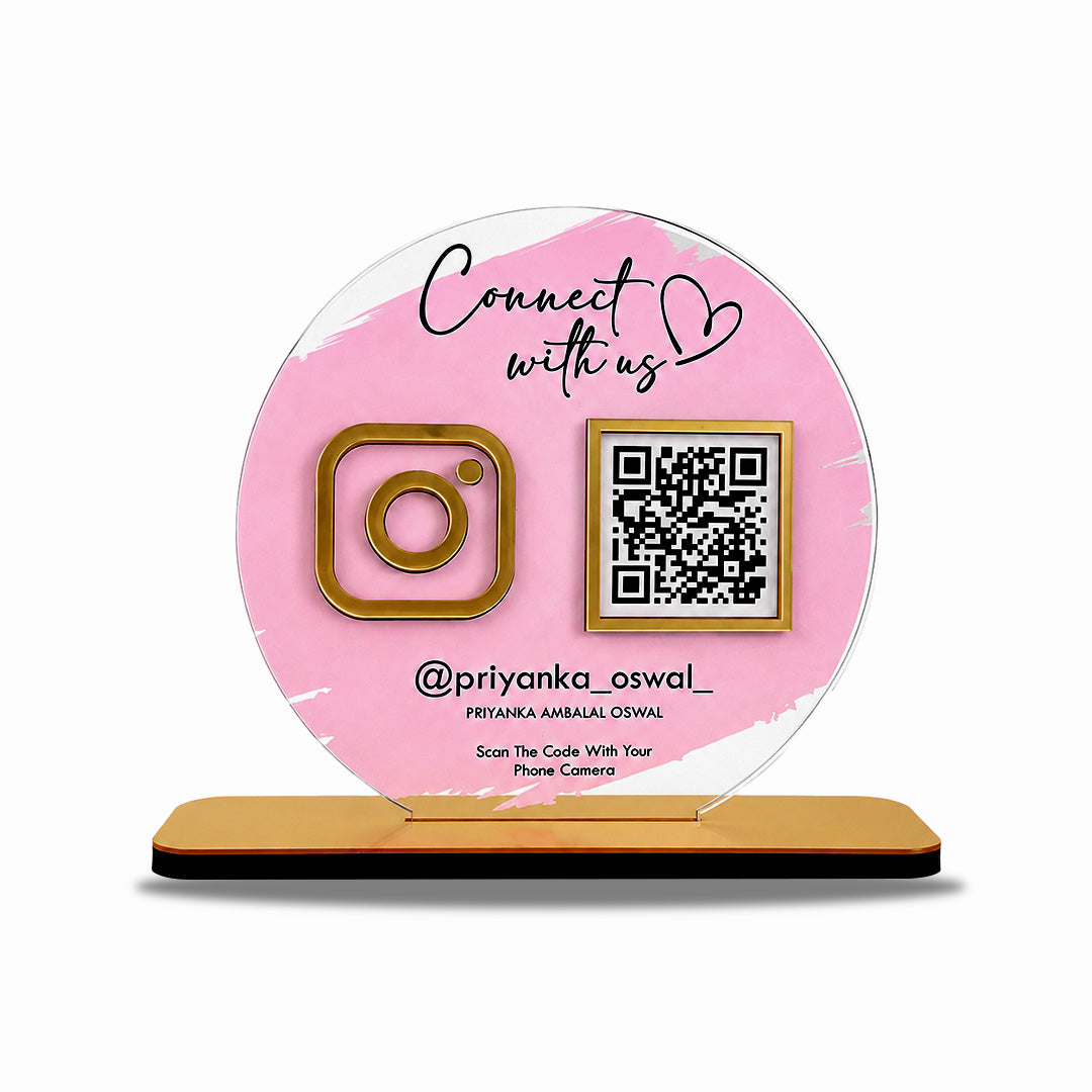 Premium Circle Shaped - 1 QR Table Top Standee | Transparent Edition