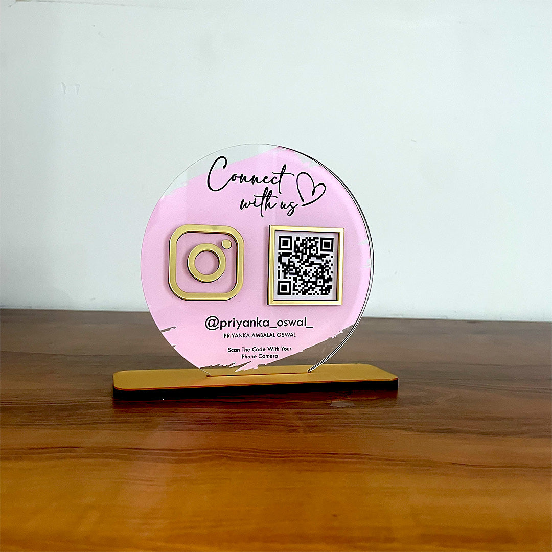 Premium Circle Shaped - 1 QR Table Top Standee | Transparent Edition
