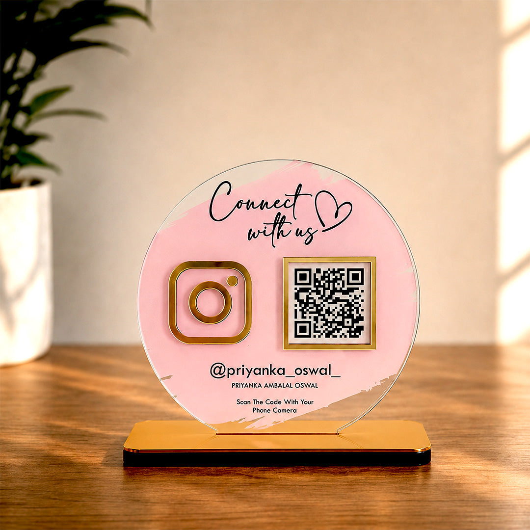 Premium Circle Shaped - 1 QR Table Top Standee | Transparent Edition
