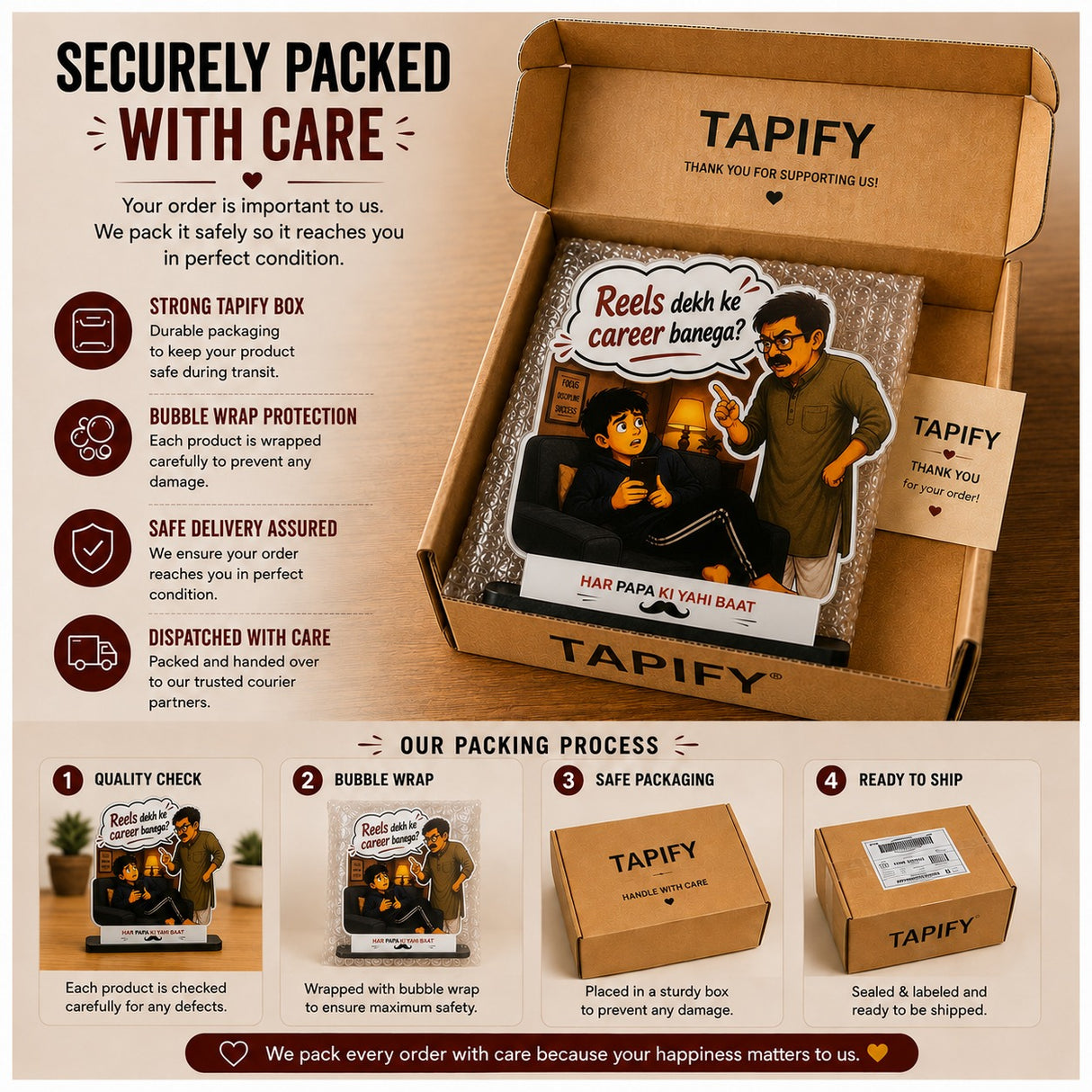 Tapify “Reels Dekh ke Career Banega?” Acrylic Standee for Dad | Funny Father’s Day Gift