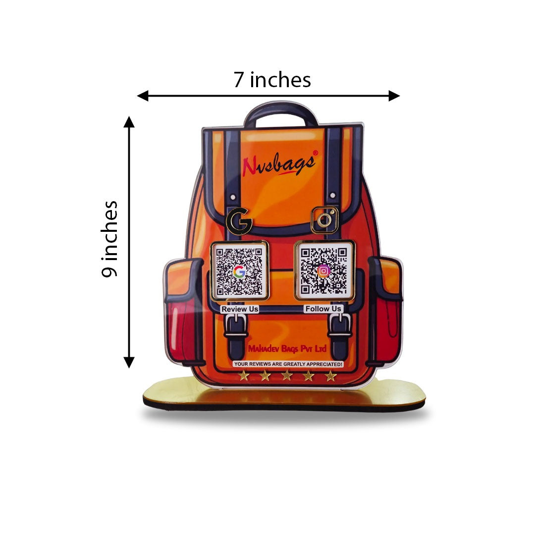 School Bag Shaped  - Smart NFC 2-in-1 Tabletop Standee