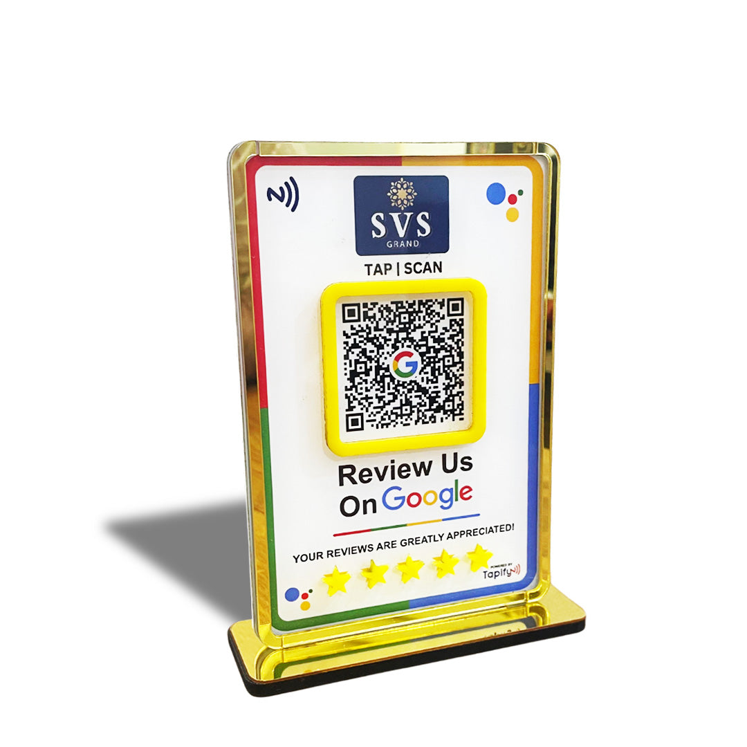 Premium Smart NFC 1 QR Table Top Standee - Google Review Theme