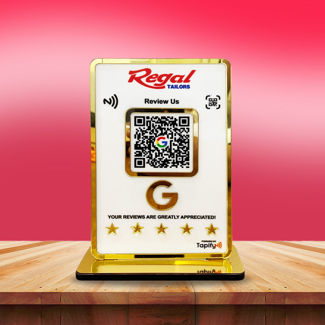 Premium Smart NFC 1 QR Table Top Standee - White Colour