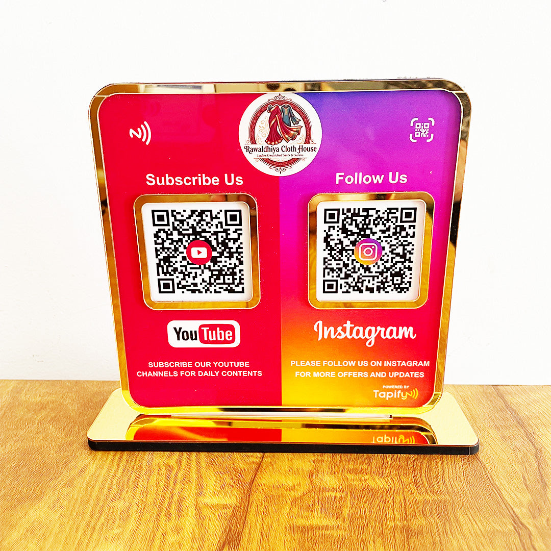 Smart NFC 2-in-1 Premium Standee – YouTube & Instagram Theme