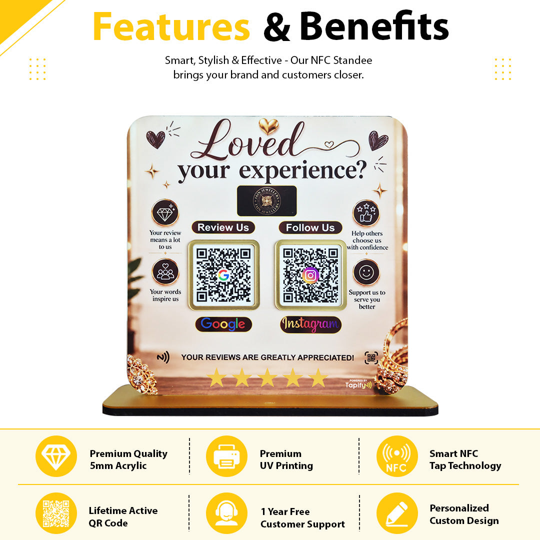 Smart NFC 2-in-1 Table Top Standee - Jewellery Background Edition