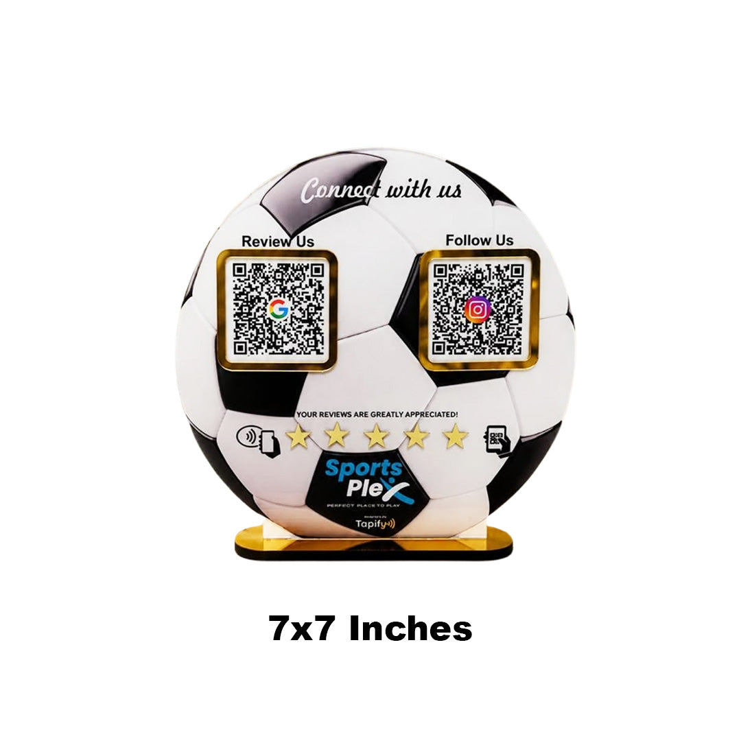 Football Shaped Smart NFC 2 QR Standee - For Sports Club & Academy