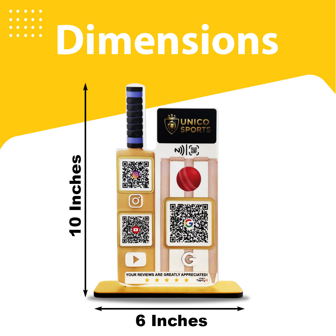 Cricket bat & Stump Shaped 3 in 1 Smart NFC Standee