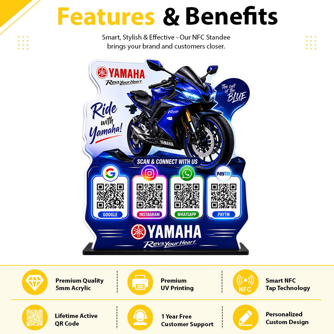 Bike Cutout Edition - Smart NFC 4-in-1 Table Top Standee - Sports Bike Edition