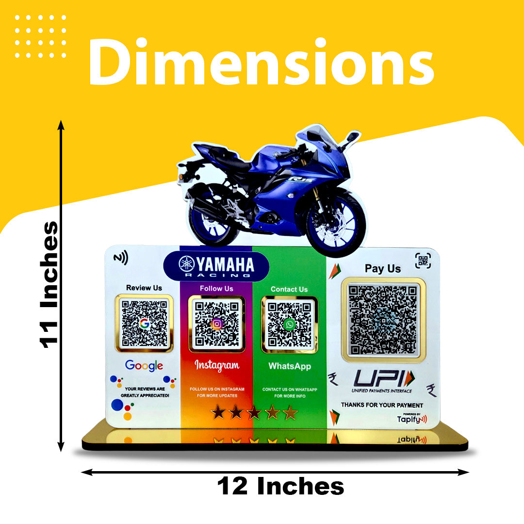 Bike Logo Cutout Edition - Smart NFC 4-in-1 Table Top Standee - Big UPI - Sports Bike Edition