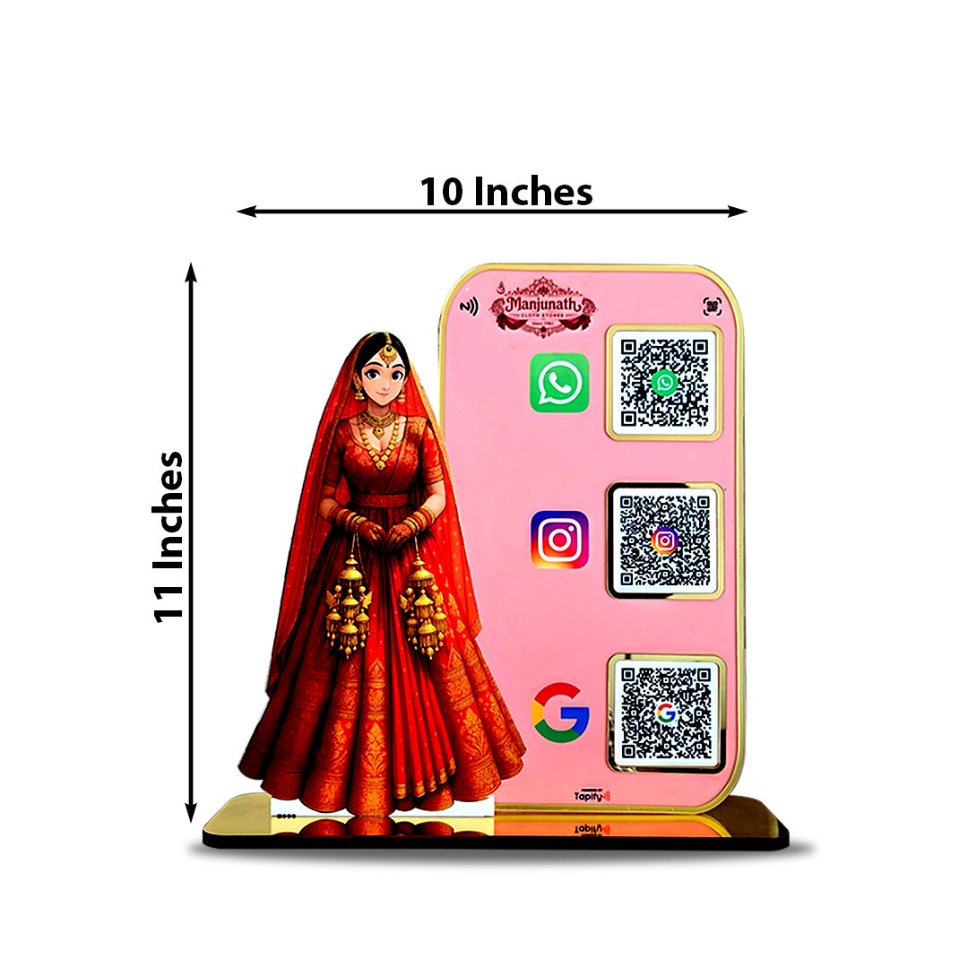 Bridal Cutout Smart NFC 3QR Standee - For Cloths Store ( Big Size )