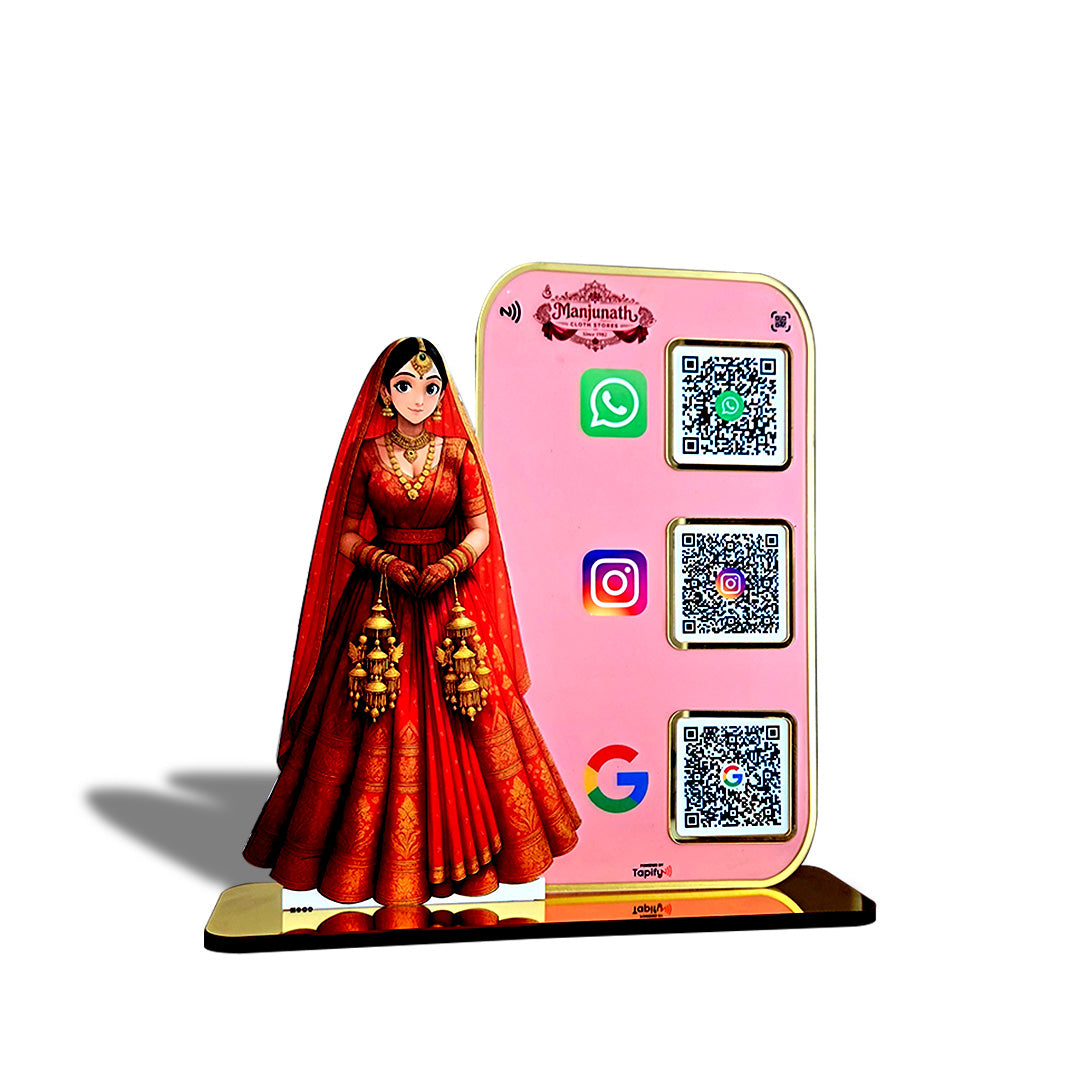 Bridal Cutout Smart NFC 3QR Standee - For Cloths Store ( Big Size )