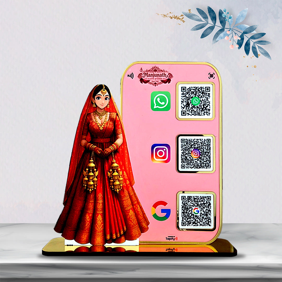 Bridal Cutout Smart NFC 3QR Standee - For Cloths Store ( Big Size )