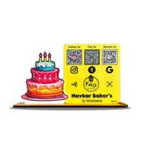 Cake Cutout Shaped Smart NFC 3-in-1 Table Top Standee - Only Print Edition ( Yellow Colour )