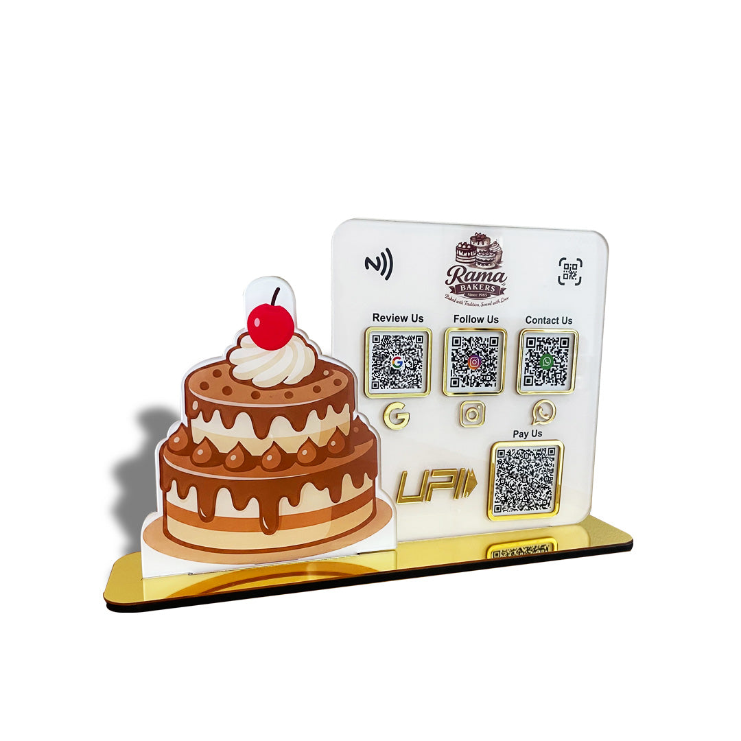 Cake Cutout Shaped Smart NFC 4-in-1 Table Top Standee