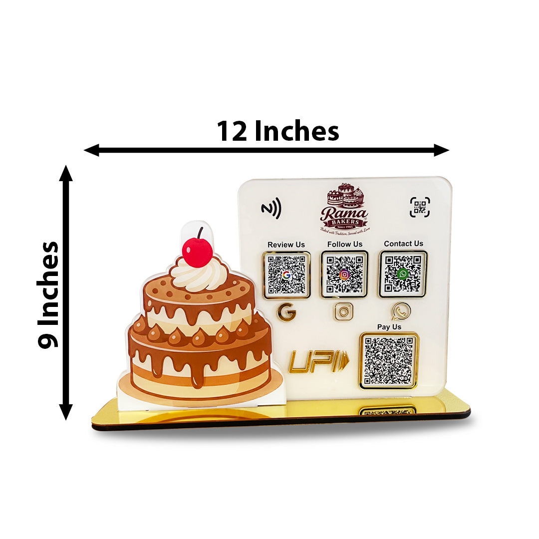 Cake Cutout Shaped Smart NFC 4-in-1 Table Top Standee